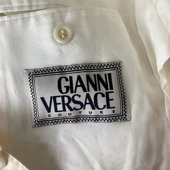 VTG Gianni Versace Blazer Ivory Mens Button Blazer Suit Jacket Size 50 | Flawed - Picture 8 of 10